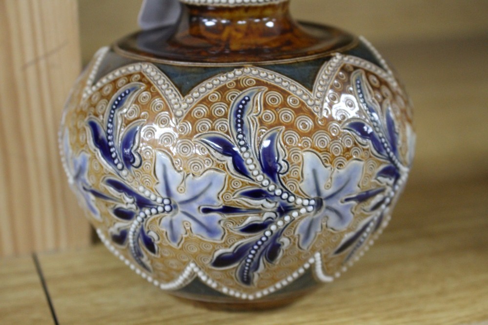 Emily E. Stormer for Doulton Lambeth, an Art Union of London bottle vase, c.1885,